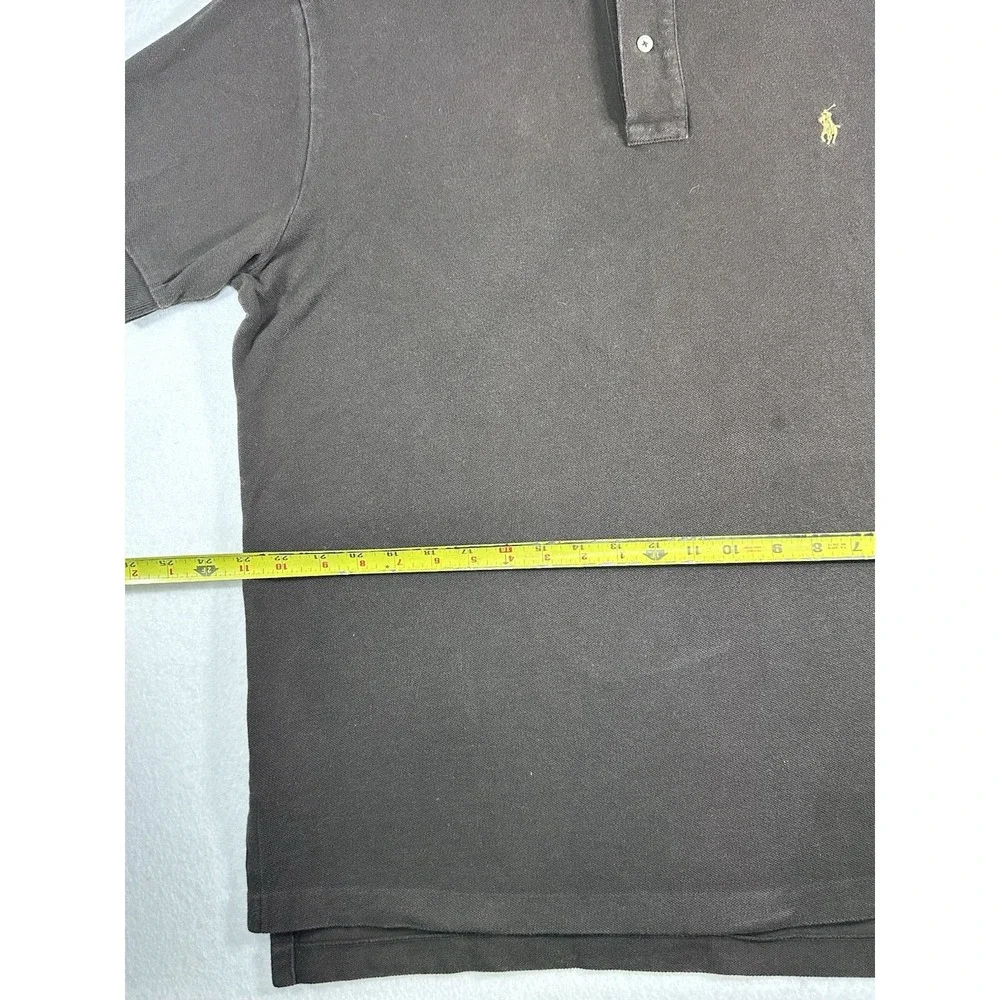 Polo Ralph Lauren Mens Large Brown Short Sleeve Pique Polo Shirt Gold Pony L